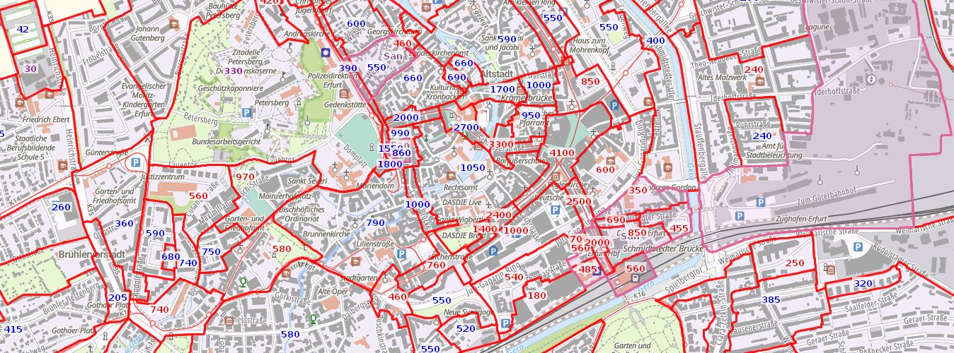 Liegenschaftskarte zur Ermittlung des Bodenrichtwerts in Thüringen (Erfurt)