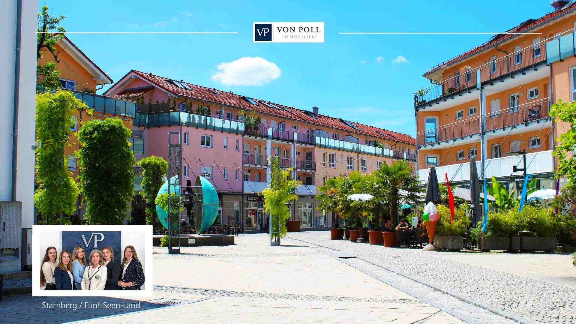 Marktplatz mit moderner Bebauung in Gilching