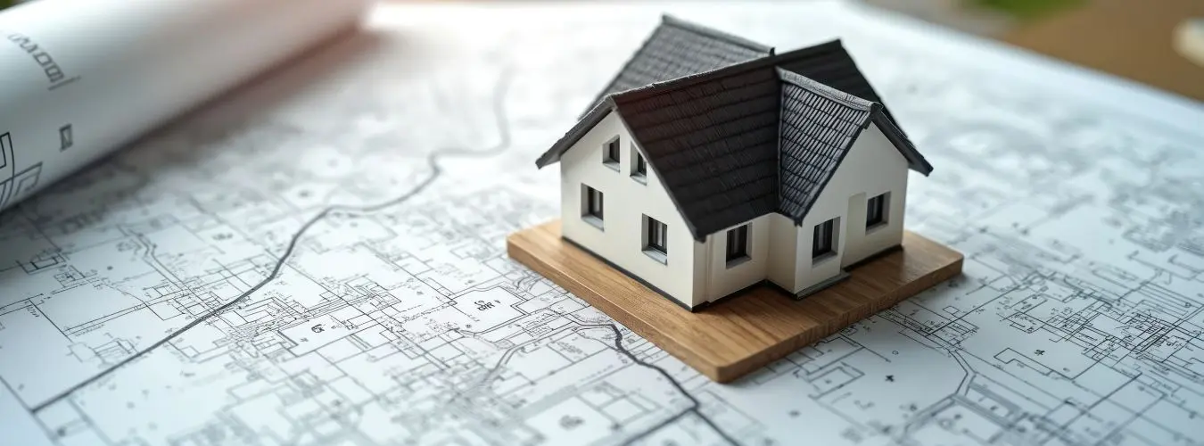 Casa modello su mappa catastale