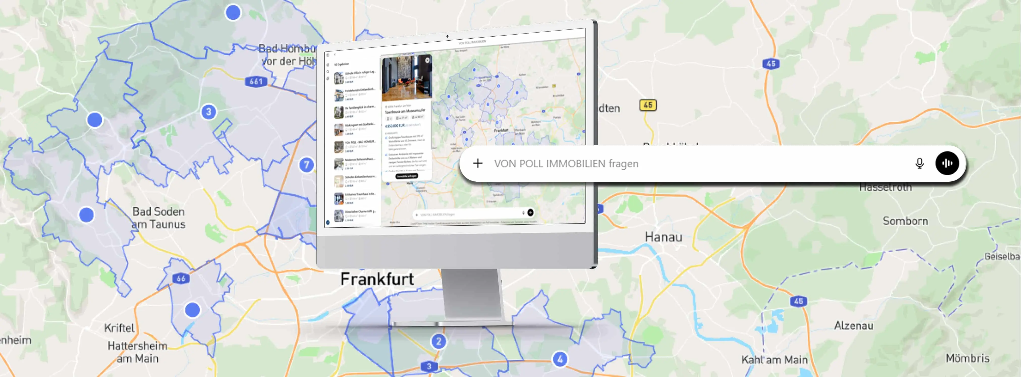 Bildschirm mit VON POLL IMMOBILIEN APP in ChatGPT